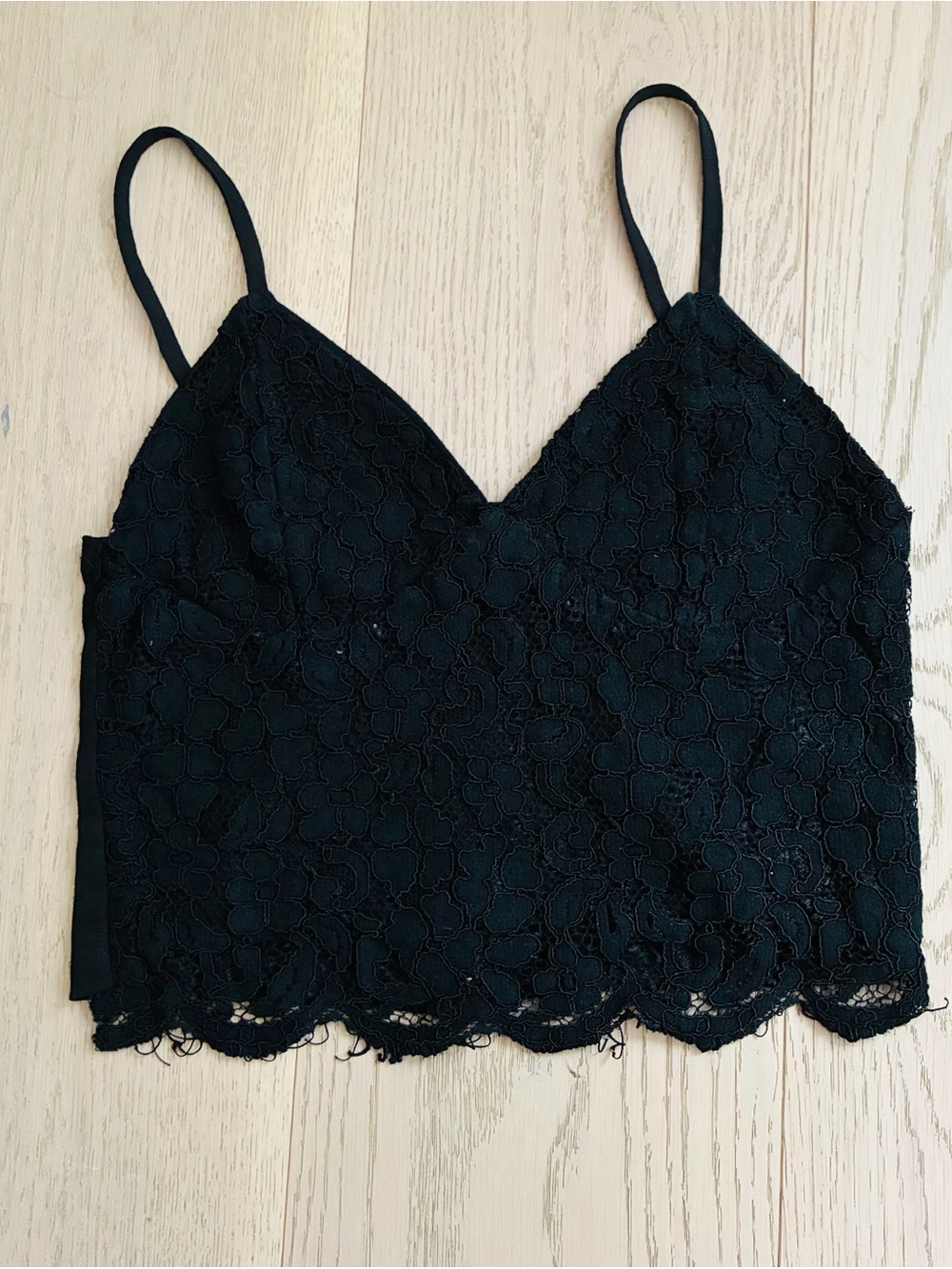Black Lace Cropped Camisole Tank Top